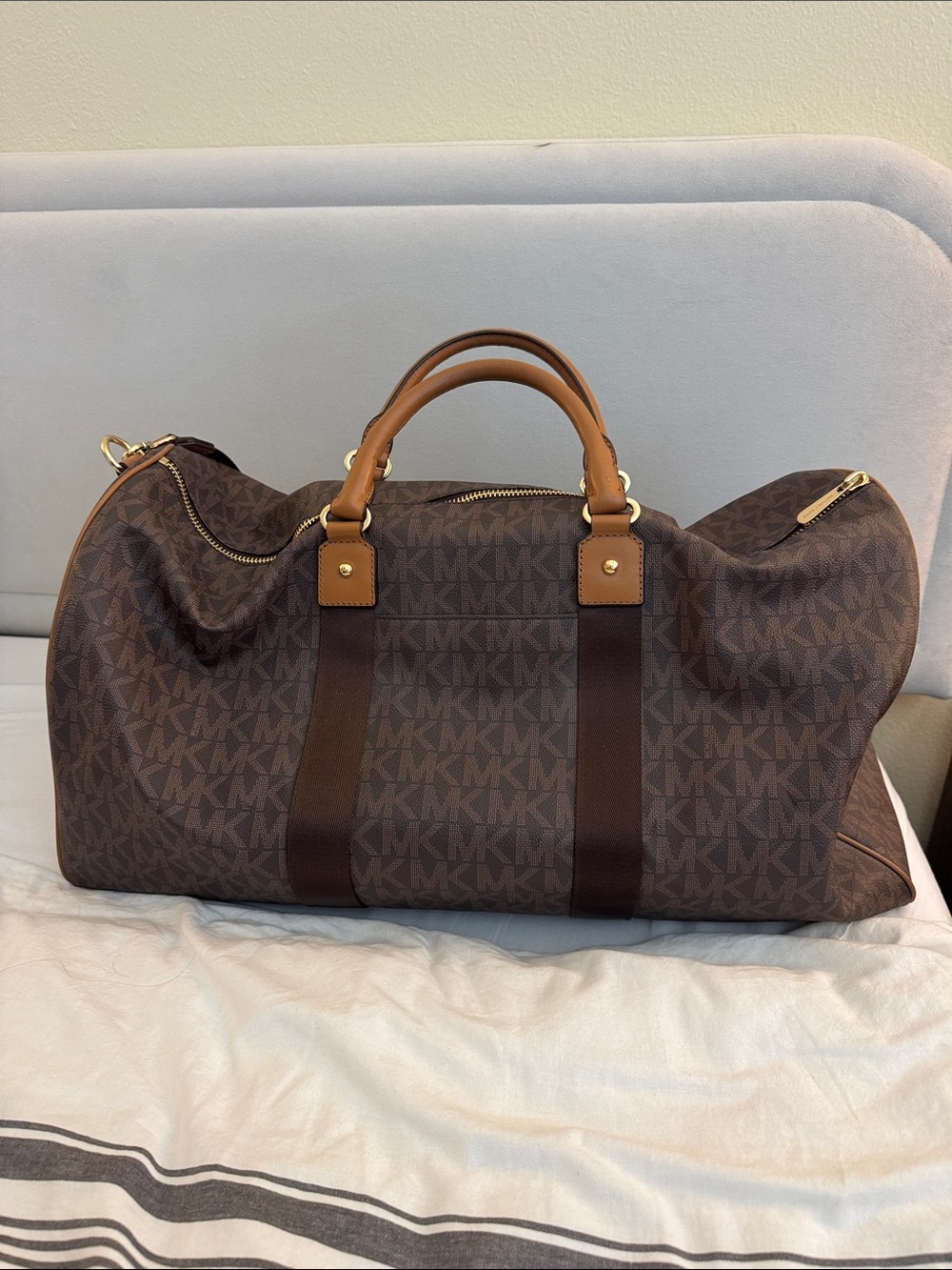 Michael Kors Brown Signature MK Canvas Duffel - Picture 3 of 13